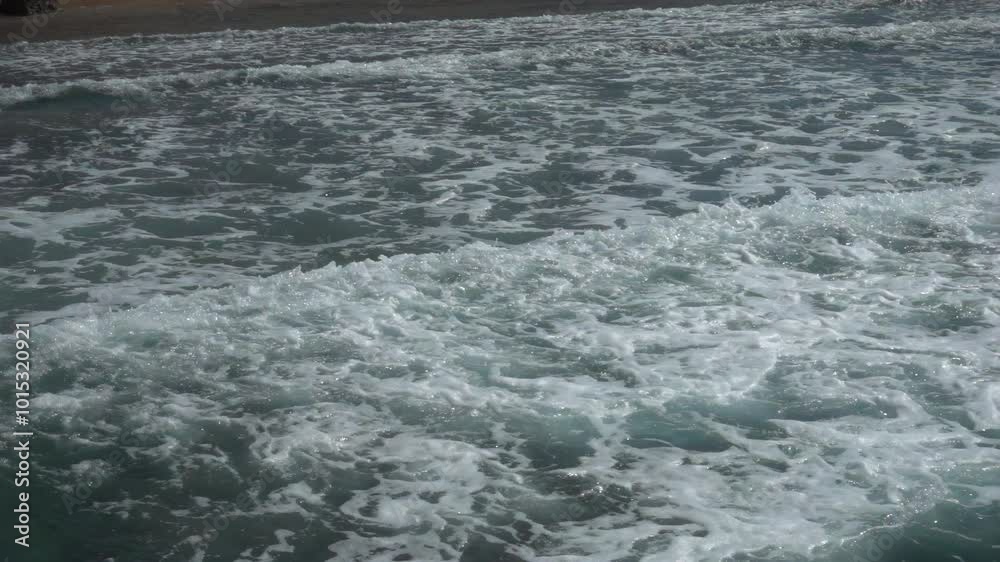 Transparent Blue-Green Sea and Waves Over Rocky Corals: Slow Motion Beauty. Transparent Blue-Green Sea and Waves Over Rocky Corals: Slow Motion Beauty.