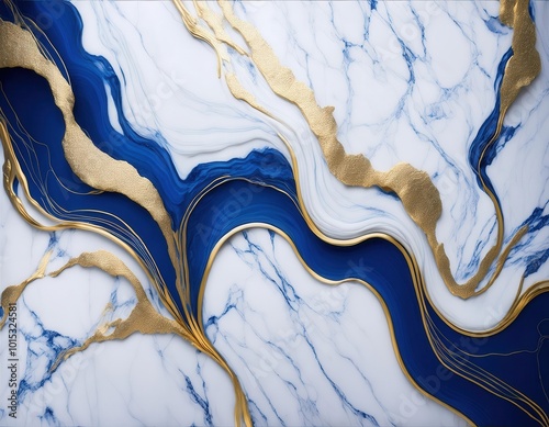 Elegant white marble texture with subtle golden and blue veins may used as a background