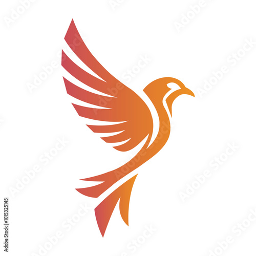 Logo in the form of a bird with widely spread wings.