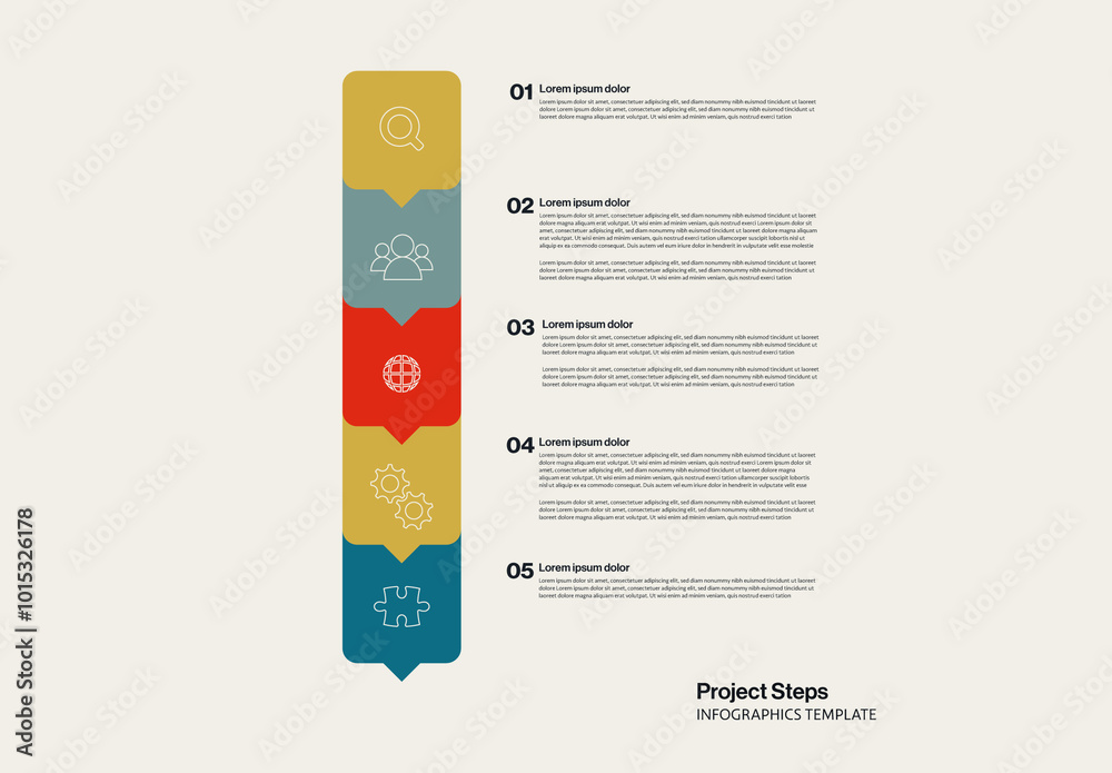 Project Steps Infographics Template with Rounded Squares Stock Template ...