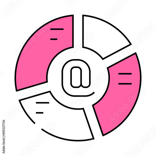 email list segmentation line icon vector. email list segmentation sign. isolated symbol illustration