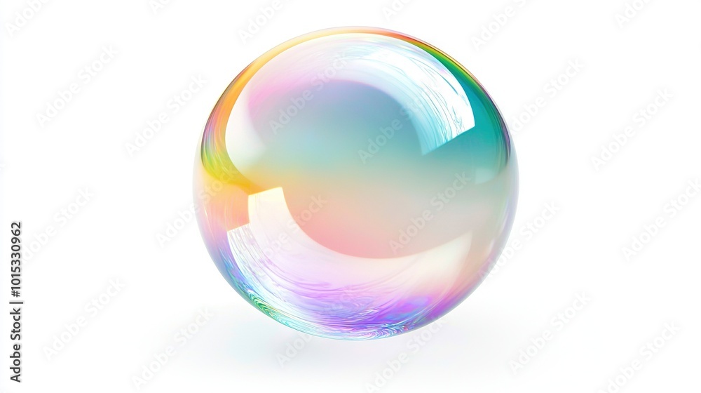 A soap bubble on white with reflection of its interior and exterior A soap bubble on white with reflection of its interior and exterior