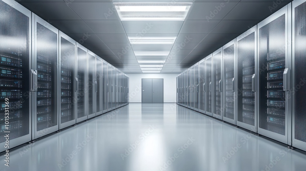 Fototapeta premium Server racks in computer network security server room data center.
