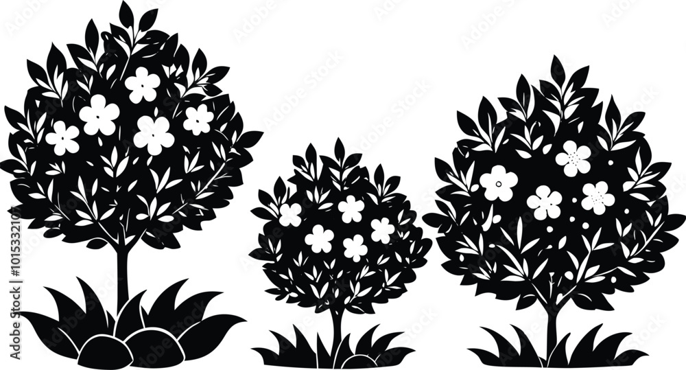 Obraz premium Four bushes flowers vector art.eps
