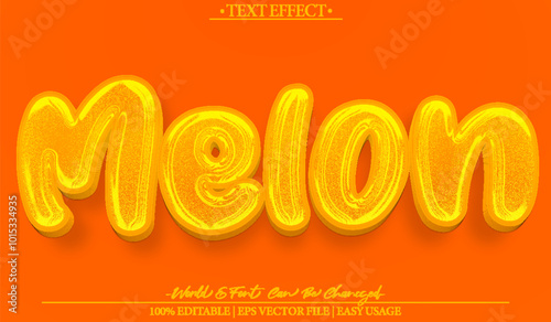 Melon Vector Text Effect Editable Alphabet Orange Sweet Juicy Fruit Desert Ripe Watermelon