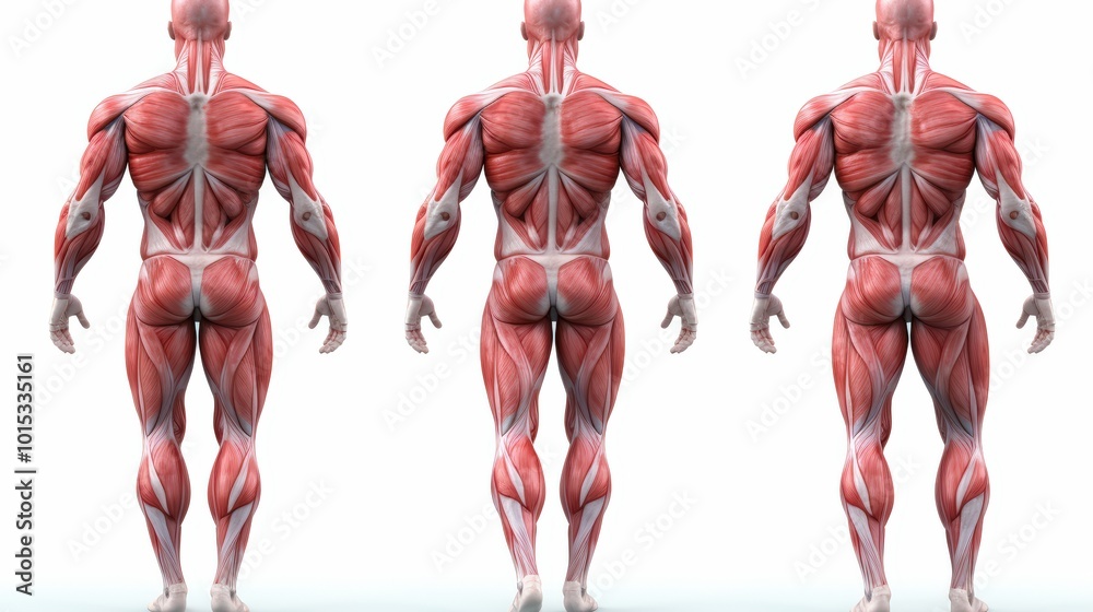 Muscles More Anatomical chart showcasing muscular system from multiple angles ...