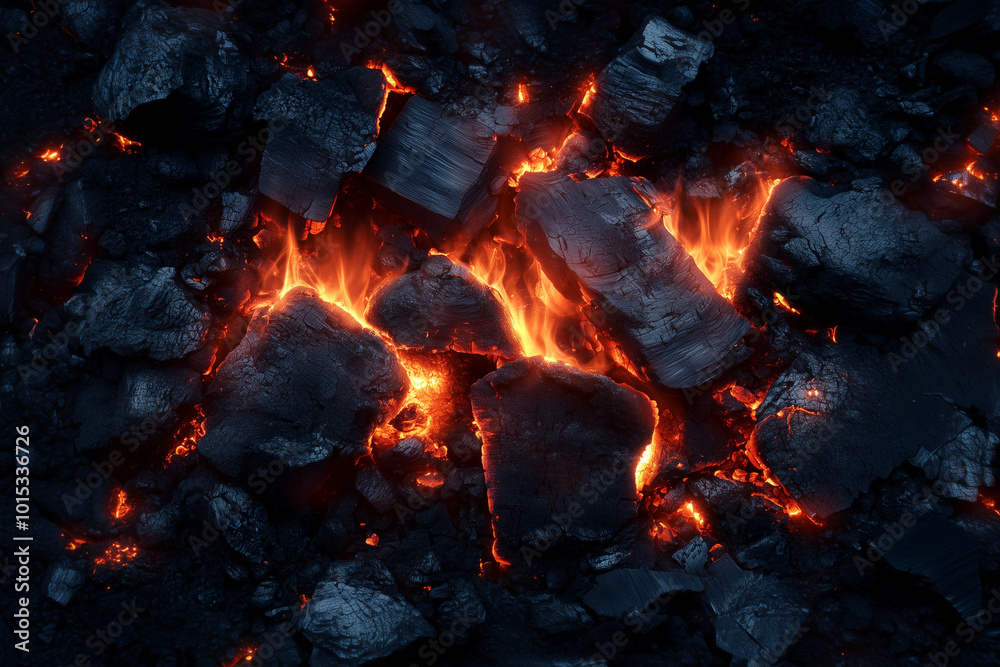 Burning coals texture background. Top view. Burning coals texture background. Top view.