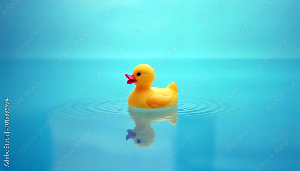 A yellow rubber duck floating in a pool of water A yellow rubber duck floating in a pool of water