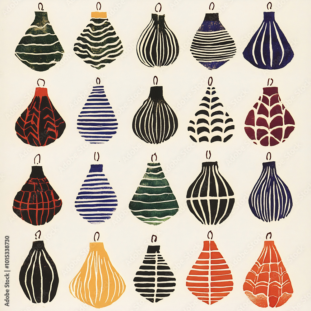 Artistic display of various hand-drawn decorative ornaments in vibrant colors against a neutral background Artistic display of various hand-drawn decorative ornaments in vibrant colors against a neutral background
