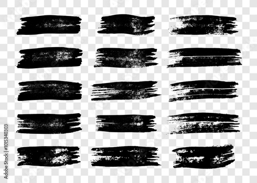 Set of black hand drawn brush strokes