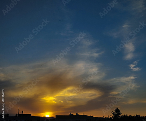 sunset over the city