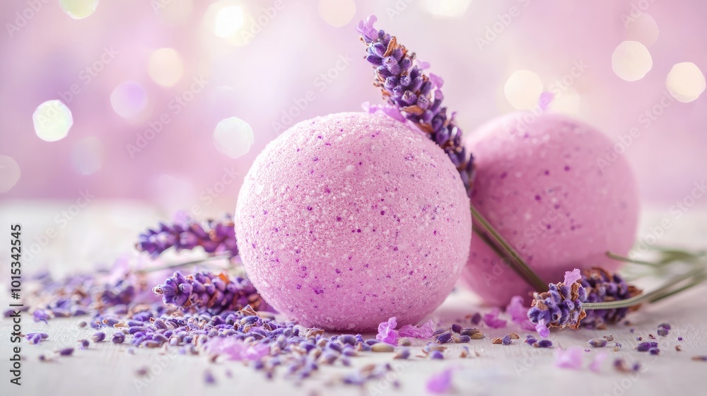 bath bombs with the smell of lavender flowers. Selective focus bath bombs with the smell of lavender flowers. Selective focus
