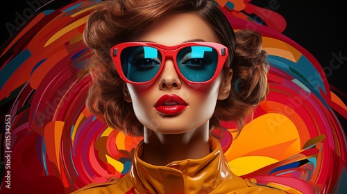 Fashion show pop art collage style neon bold color