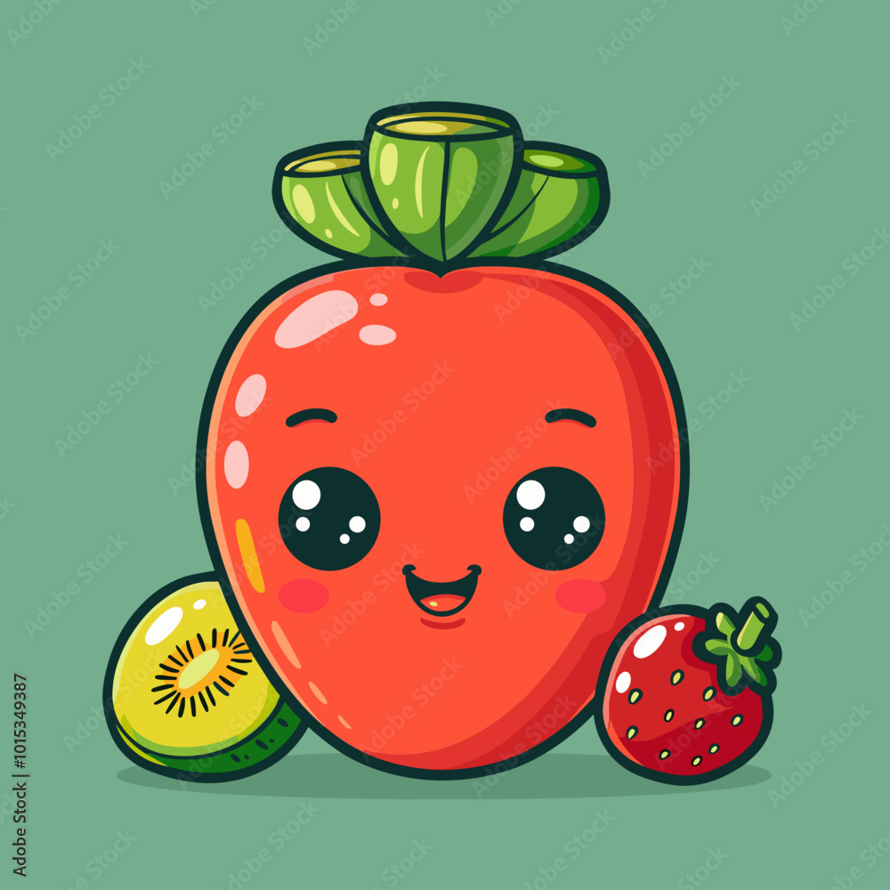 Obraz premium Cute Cartoon vegetable icon character simple vector illustration