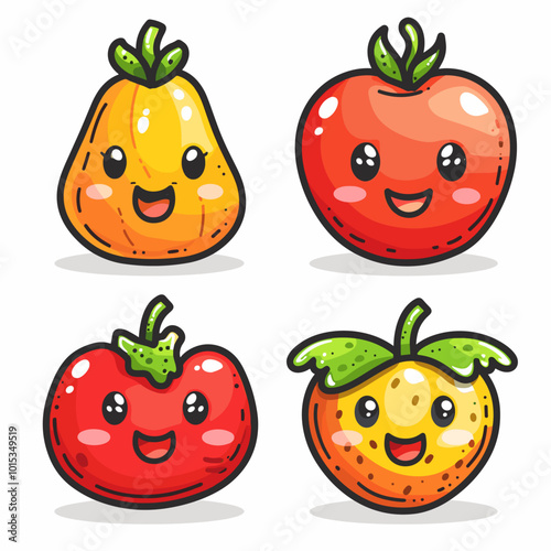 Cute Cartoon vegetable icon character simple vector illustration