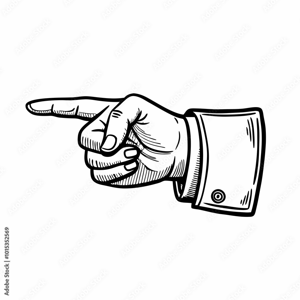 Vintage-style hand pointing to the right, indicating direction or emphasis