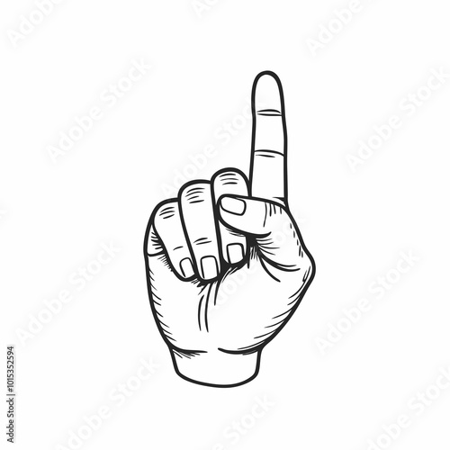 Hand gesture indicating number one with a raised finger illustration
