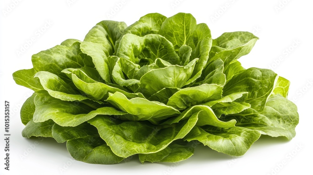 Isolated on white background green butter lettuce composition Isolated on white background green butter lettuce composition