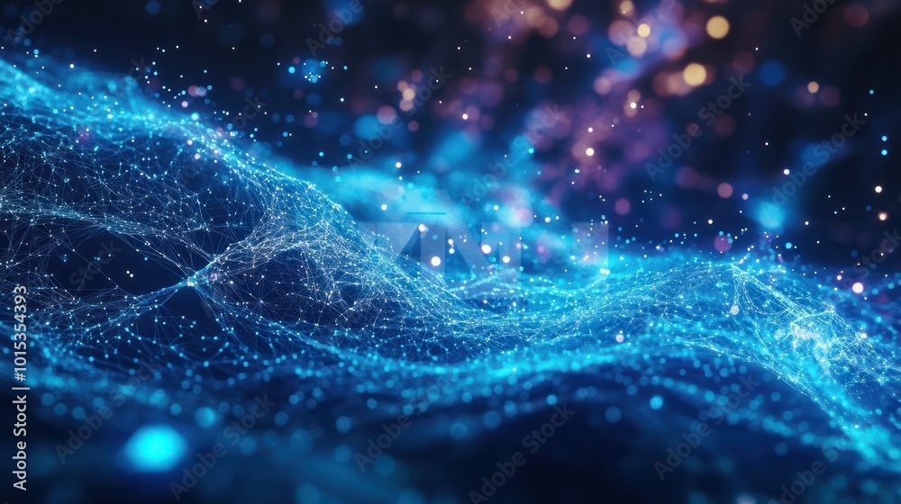 Digital cyberspace with particles and Digital data network connections concept. Digital cyberspace with particles and Digital data network connections concept.