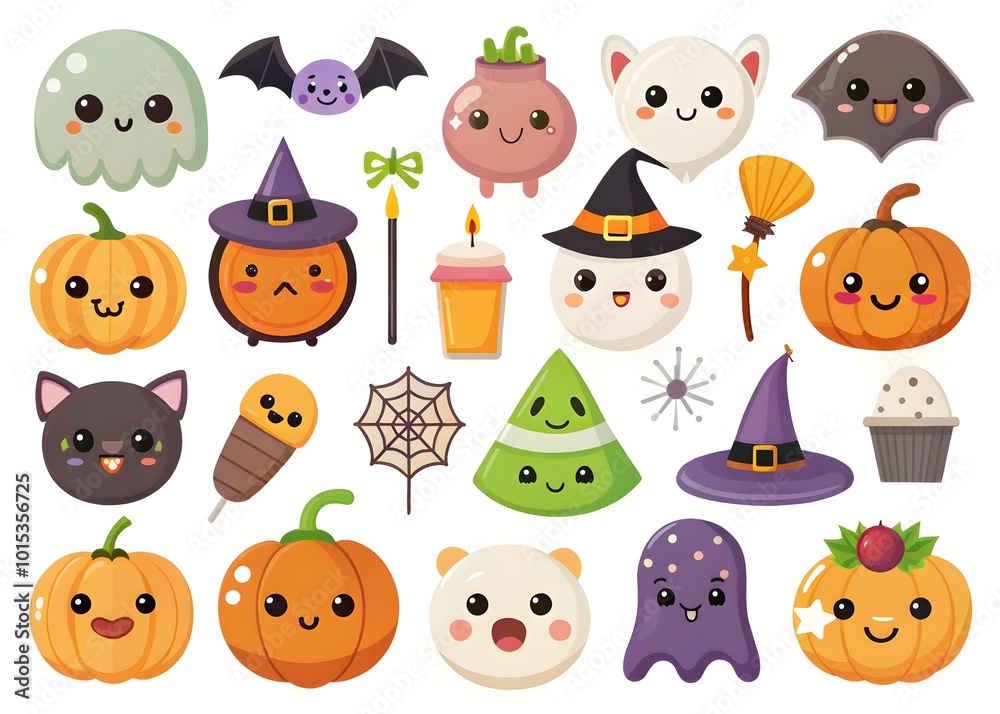 Halloween element collection on white background Halloween element collection on white background