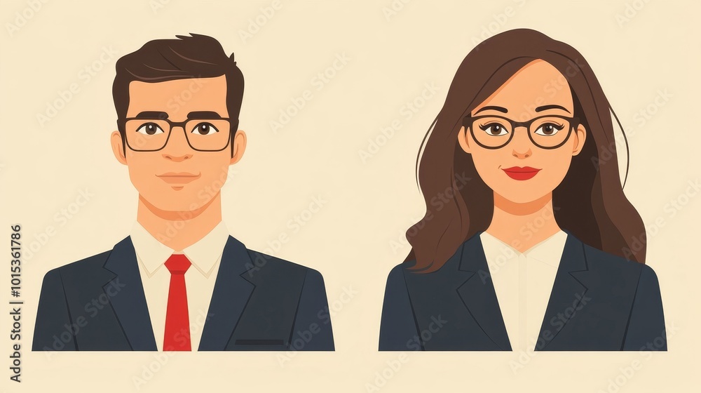 Icon set of business man and business woman, Generative AI Icon set of business man and business woman, Generative AI