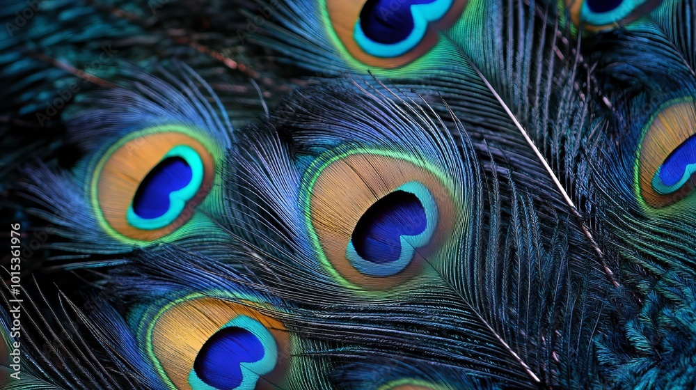 Fototapeta premium Beautiful wallpapers featuring vibrant peacock feathers.
