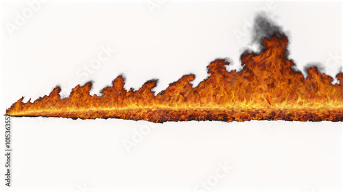 Vibrant flames rising in a creative display of fire against a plain white bac...
