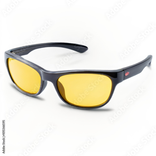 Stylish black sunglasses with yellow lenses ideal for outdoor activities on s...