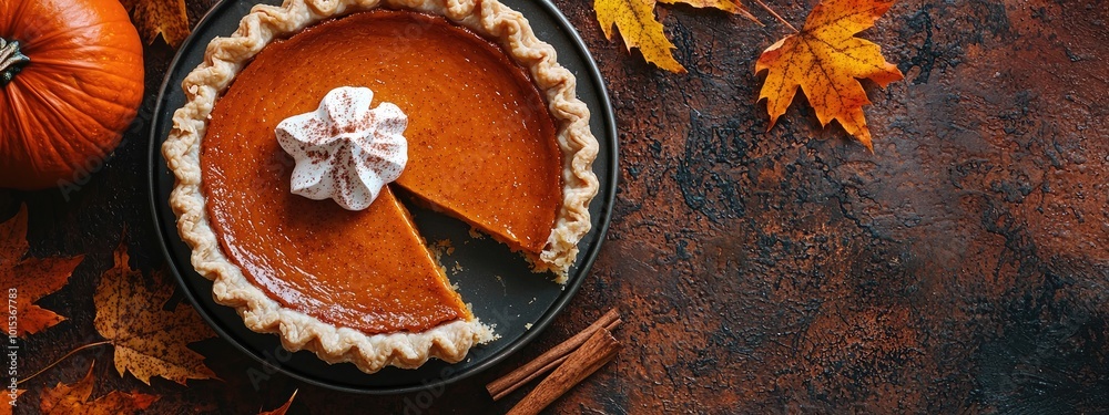pumpkin pie top view. Selective focus pumpkin pie top view. Selective focus