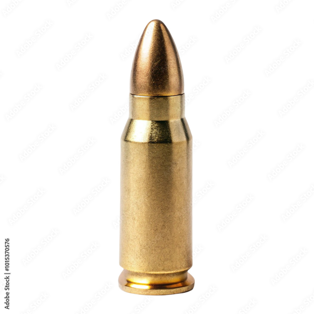 A gold bullet with a purple tip on transparent background A gold bullet with a purple tip on transparent background