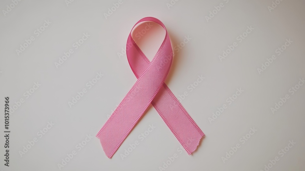 Pink ribbon, symbol of breast cancer awareness and support, against a white background. Represents illness, health, hope, care, and female empowerment in the fight against cancer. Pink ribbon, symbol of breast cancer awareness and support, against a white background. Represents illness, health, hope, care, and female empowerment in the fight against cancer.