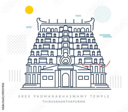Sree Padmanabhaswamy Temple - Thiruvananthapuram - Stock Illustration