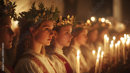 Swedish St. Lucia Day Celebration: Candlelit Traditions Brighten the Winter Night photo