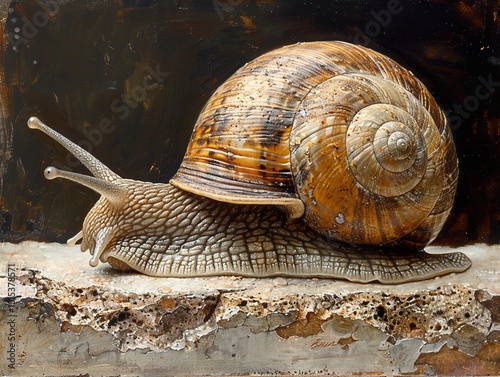 Snail Shell Close-Up: A Detailed Look at Nature's Design photo