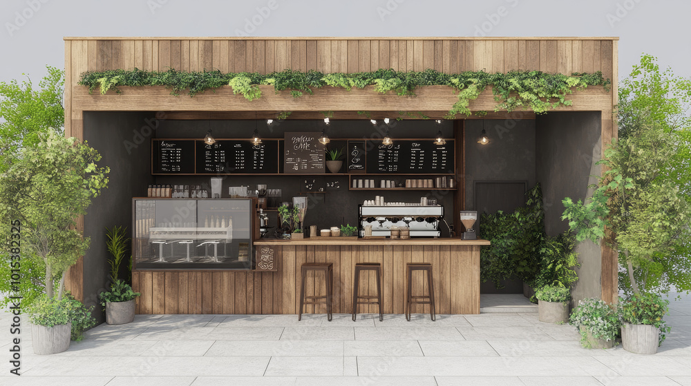 A digital picture of a coffee shop, designed in 3D. A digital picture of a coffee shop, designed in 3D.
