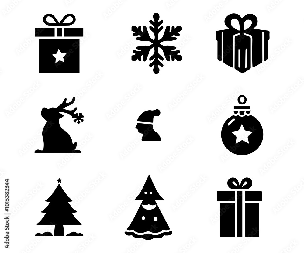 set of christmas icons set of christmas icons
