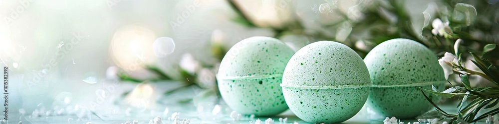bath bombs with the smell of tea tree. Selective focus bath bombs with the smell of tea tree. Selective focus