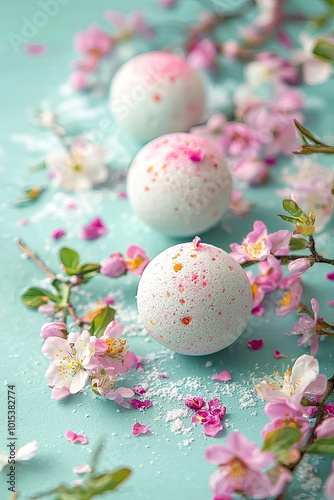 bath bombs with the smell of different flowers. Selective focus