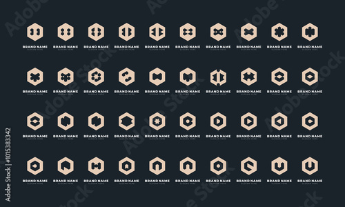 Mega Collection of Abstract Vector Logos. Polygon Shape Abstract Grid-Based Logo Set