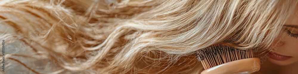 Naklejka premium a woman holds a comb with a pile of hair. Selective focus