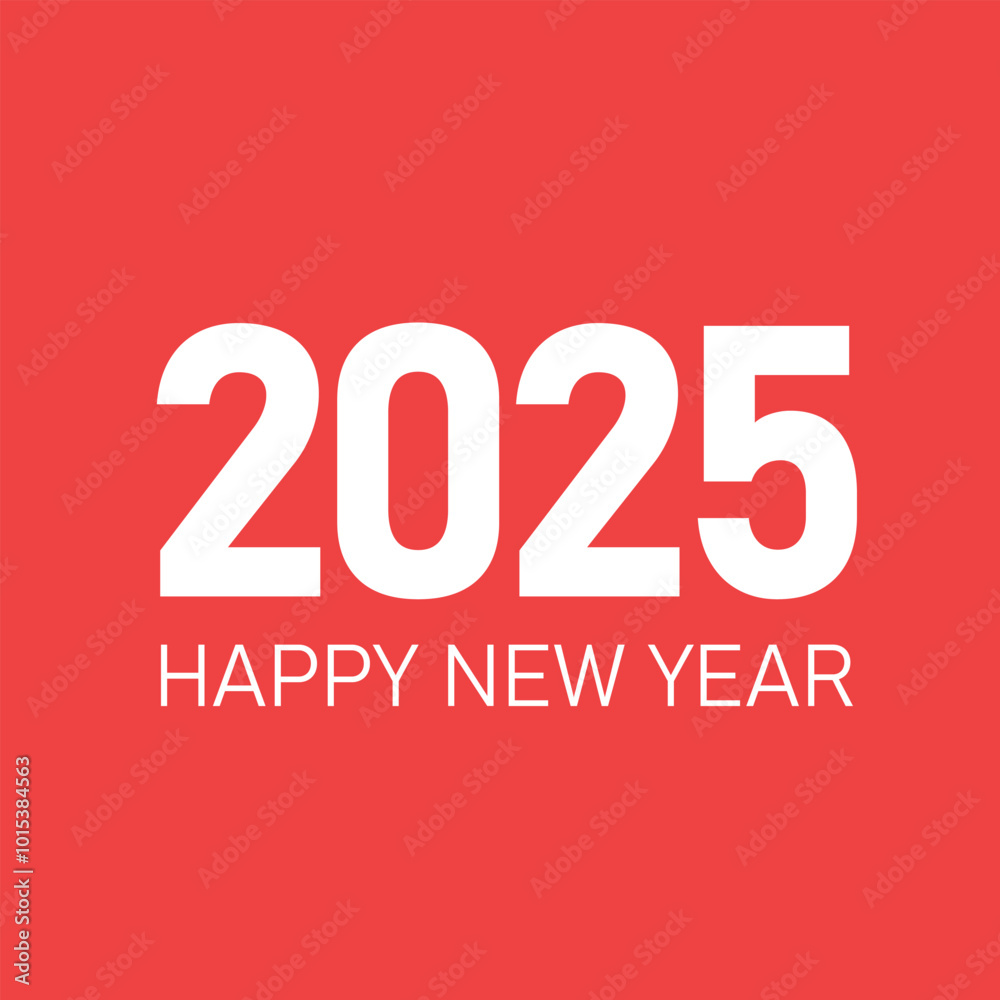 2025 happy new year simple style white font and red background