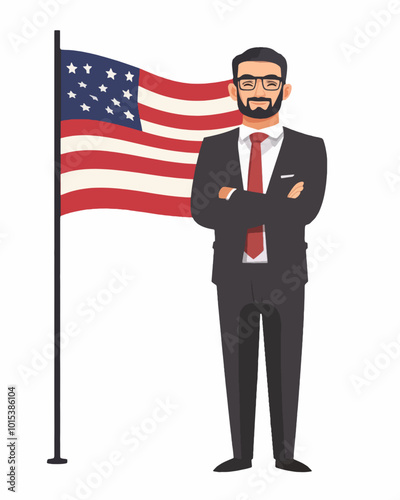 A professional attorney at law. Patriotic vector isolated on a white background. 