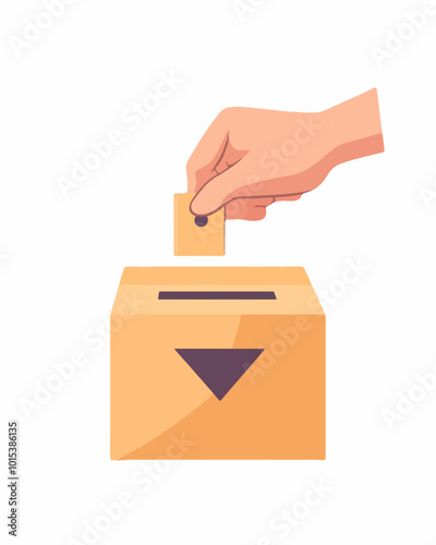 A vote being placed in a political election. Voting vector isolated on a white background. 
