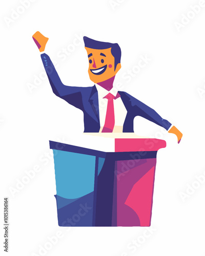 A guy running for office during a political election. Voting vector isolated on a white background. 