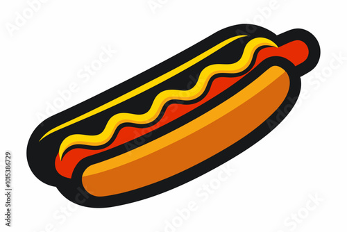 3d fast food realistic hot dog, silhouette black color vector illustration