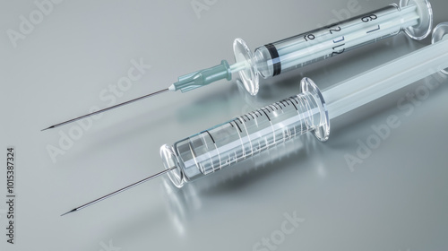 Sterile surgical needles and syringes for medication administration photo