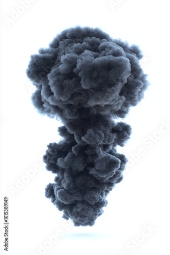 There is a dense and thick cloud of smoke with a white background. It looks almost like smoke from a storm or fire. photo