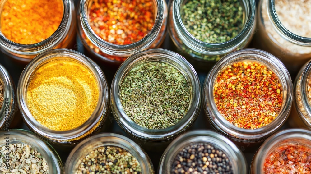 Fototapeta premium various condiments on the table. Selective focus
