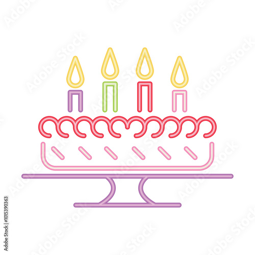 birthday cake dessert neon light