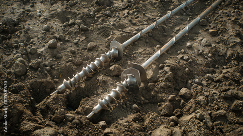 Soil augers for collecting soil samples and stratigraphic analysis photo